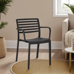 Krzesło z podłokietnikami Lama czarne sztaplowane