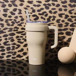 Kubek termiczny z uchwytem i słomką       Miami 600ml beżowy