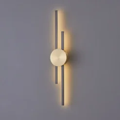 Lampa ścienna CENTRO LED czarny + mosiądz 64 cm