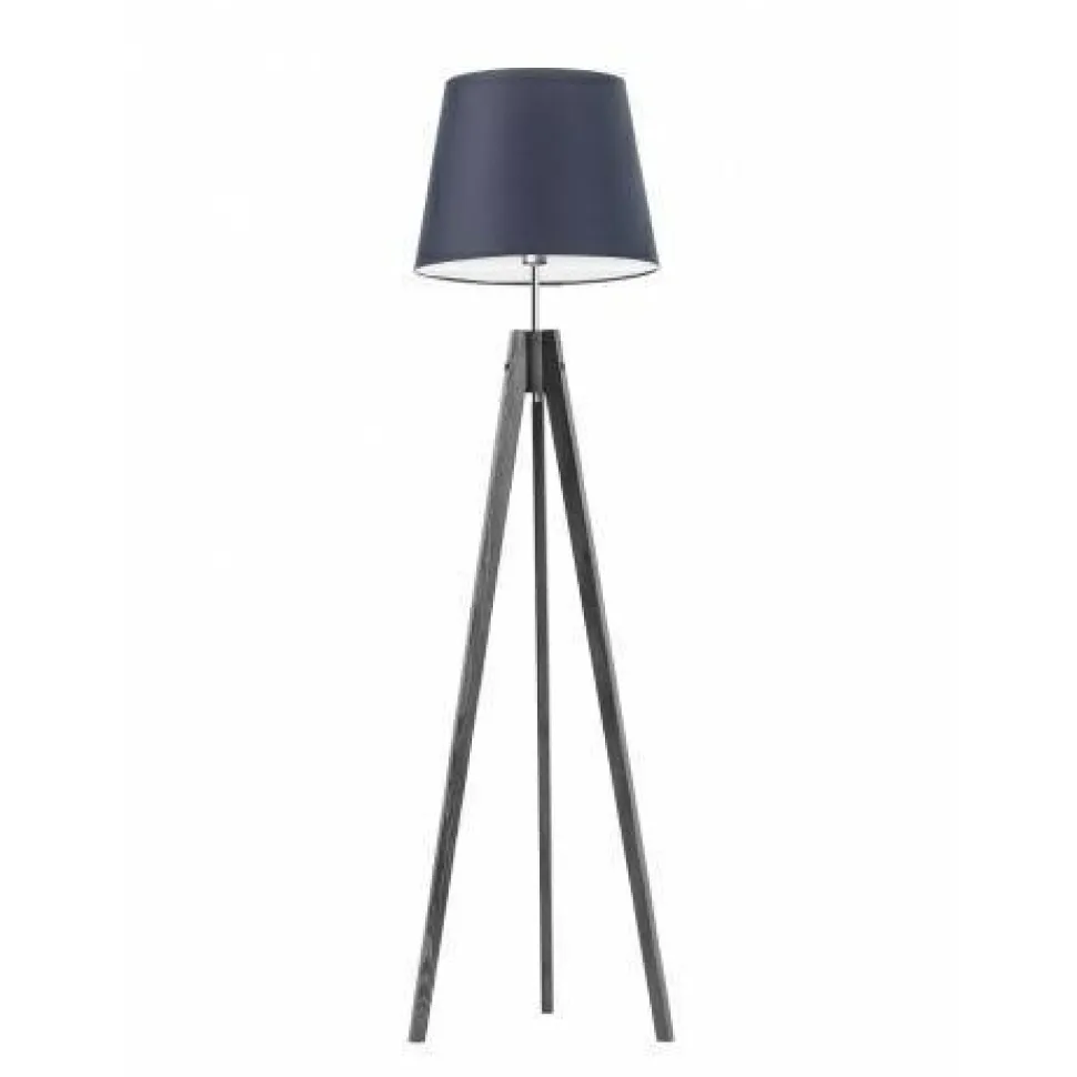 Lampa podłogowa ARUBA abażur granatowy stelaż popielaty