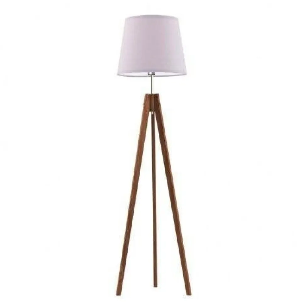 Lampa podłogowa ARUBA abażur jasny fiolet stelaż mahoniowy