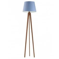 Lampa podłogowa CURACAO abażur niebieski stelaż mahoniowy