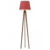 Lampa podłogowa CURACAO abażur czerwony stelaż mahoniowy