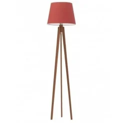 Lampa podłogowa CURACAO abażur czerwony stelaż mahoniowy