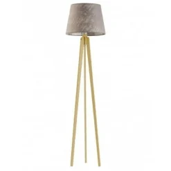 Lampa podłogowa CURACAO abażur szary melanż stelaż dębowy