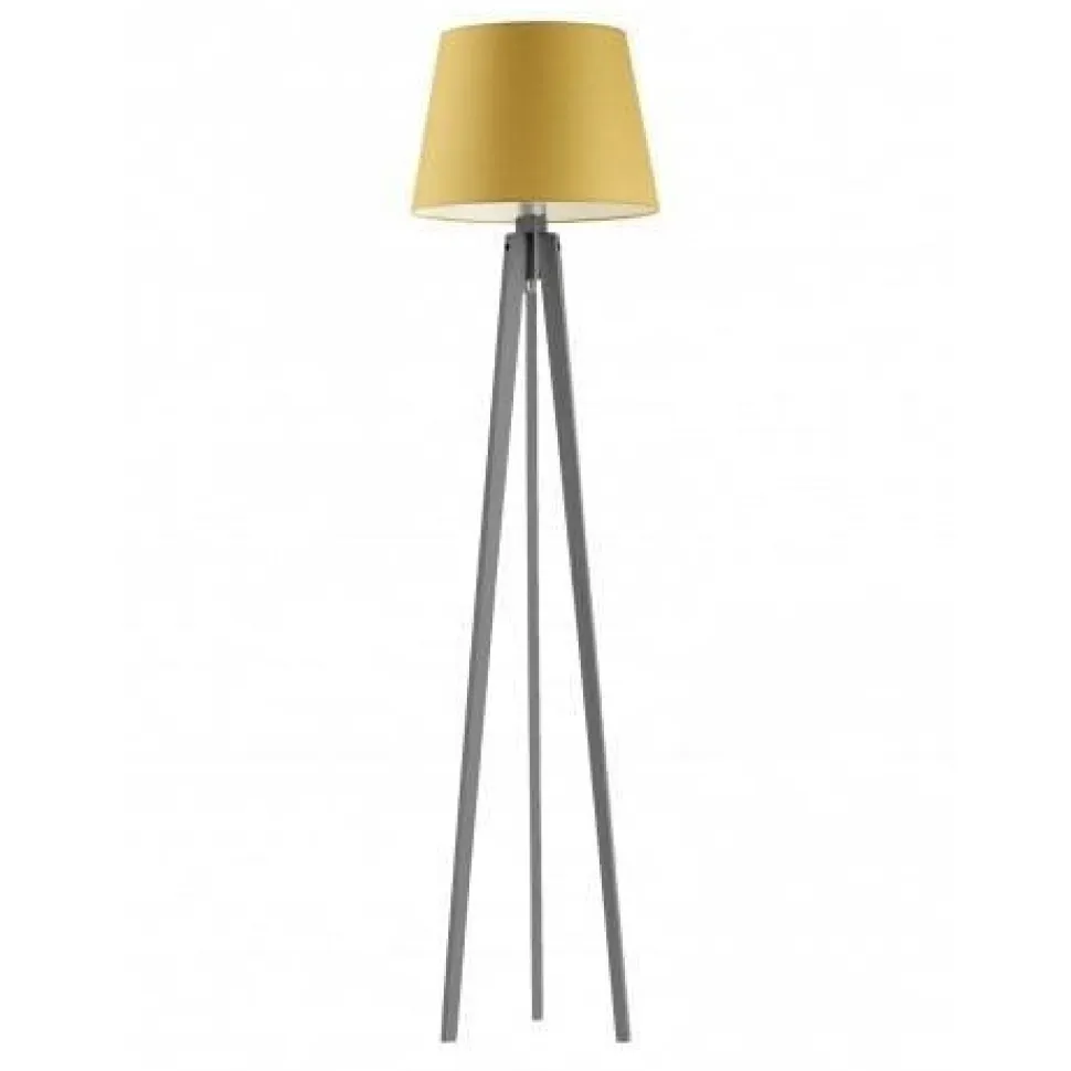Lampa podłogowa CURACAO abażur musztardowy stelaż popielaty