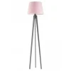 Lampa podłogowa CURACAO abażur jasny różowy stelaż popielaty