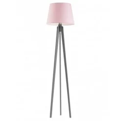 Lampa podłogowa CURACAO abażur jasny różowy stelaż popielaty