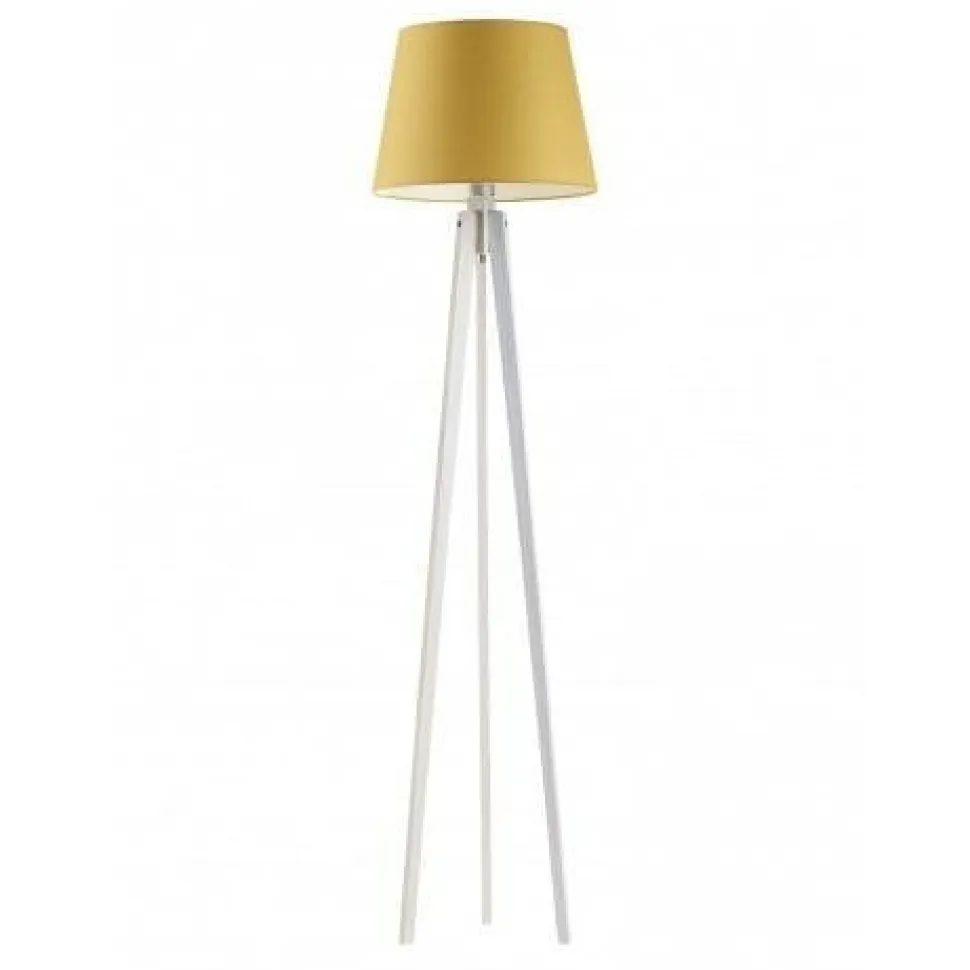 Lampa podłogowa CURACAO abażur musztardowy stelaż biały