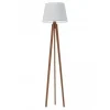 Lampa podłogowa CURACAO abażur jasny szary stelaż mahoniowy