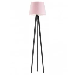 Lampa podłogowa CURACAO abażur jasny różowy stelaż hebanowy