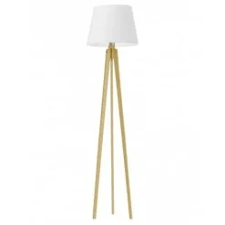 Lampa podłogowa CURACAO abażur biały stelaż dębowy