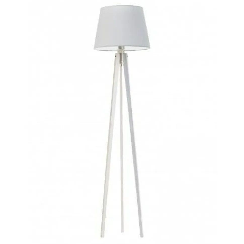 Lampa podłogowa CURACAO abażur jasny szary stelaż biały