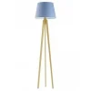 Lampa podłogowa CURACAO abażur niebieski stelaż dębowy