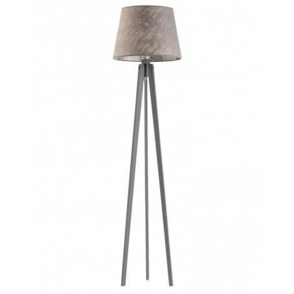 Lampa podłogowa CURACAO abażur szary melanż stelaż popielaty