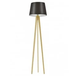 Lampa podłogowa CURACAO abażur brązowy stelaż dębowy