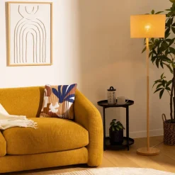 Lampa podłogowa Della 149cm beżowa/  sosna