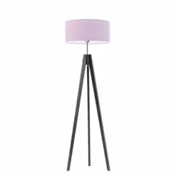 Lampa podłogowa HAITI abażur jasny fioletowy stelaż hebanowy