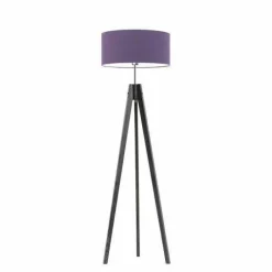 Lampa podłogowa HAITI abażur fioletowy stelaż hebanowy