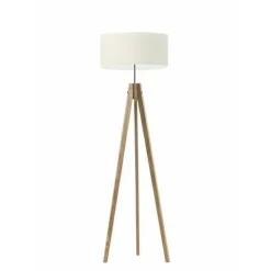 Lampa podłogowa HAITI abażur ecru stelaż dąb