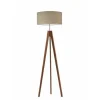 Lampa podłogowa HAITI abażur beżowy stelaż mahoniowy