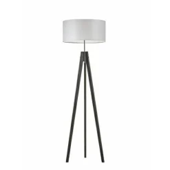 Lampa podłogowa HAITI abażur jasny szary stelaż hebanowy