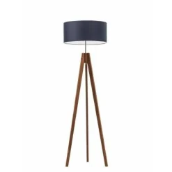 Lampa podłogowa HAITI abażur granatowy stelaż mahoniowy