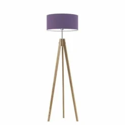 Lampa podłogowa HAITI abażur fioletowy stelaż dąb