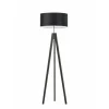 Lampa podłogowa HAITI abażur czarny stelaż hebanowy