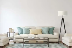 Lampa podłogowa HAITI abażur zieleń butelkowa stelaż hebanowy