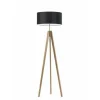 Lampa podłogowa HAITI abażur czarny stelaż dąb