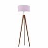 Lampa podłogowa HAITI abażur jasny fiolet stelaż mahoniowy