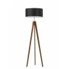 Lampa podłogowa HAITI abażur czarny stelaż mahoniowy