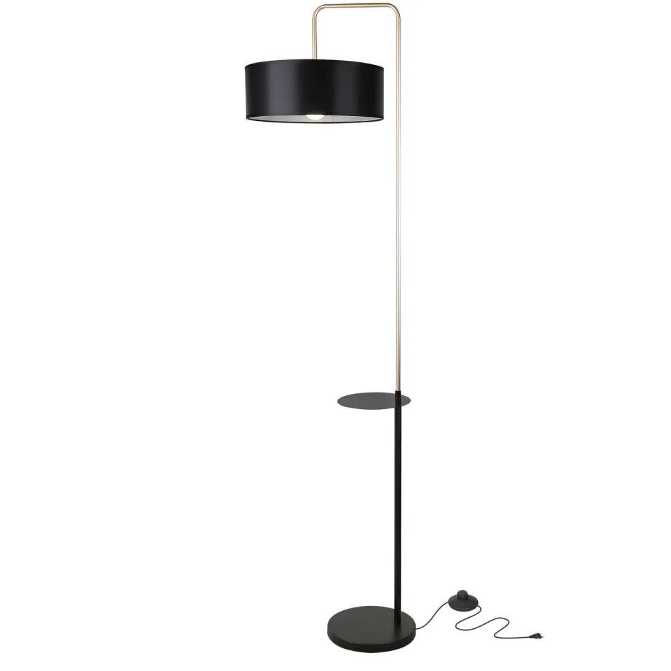 Lampa podłogowa Impact czarny+złoty matowy 1x40W E27 abażur czarny