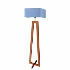 Lampa podłogowa JAWA abażur niebieski stelaż mahoniowy