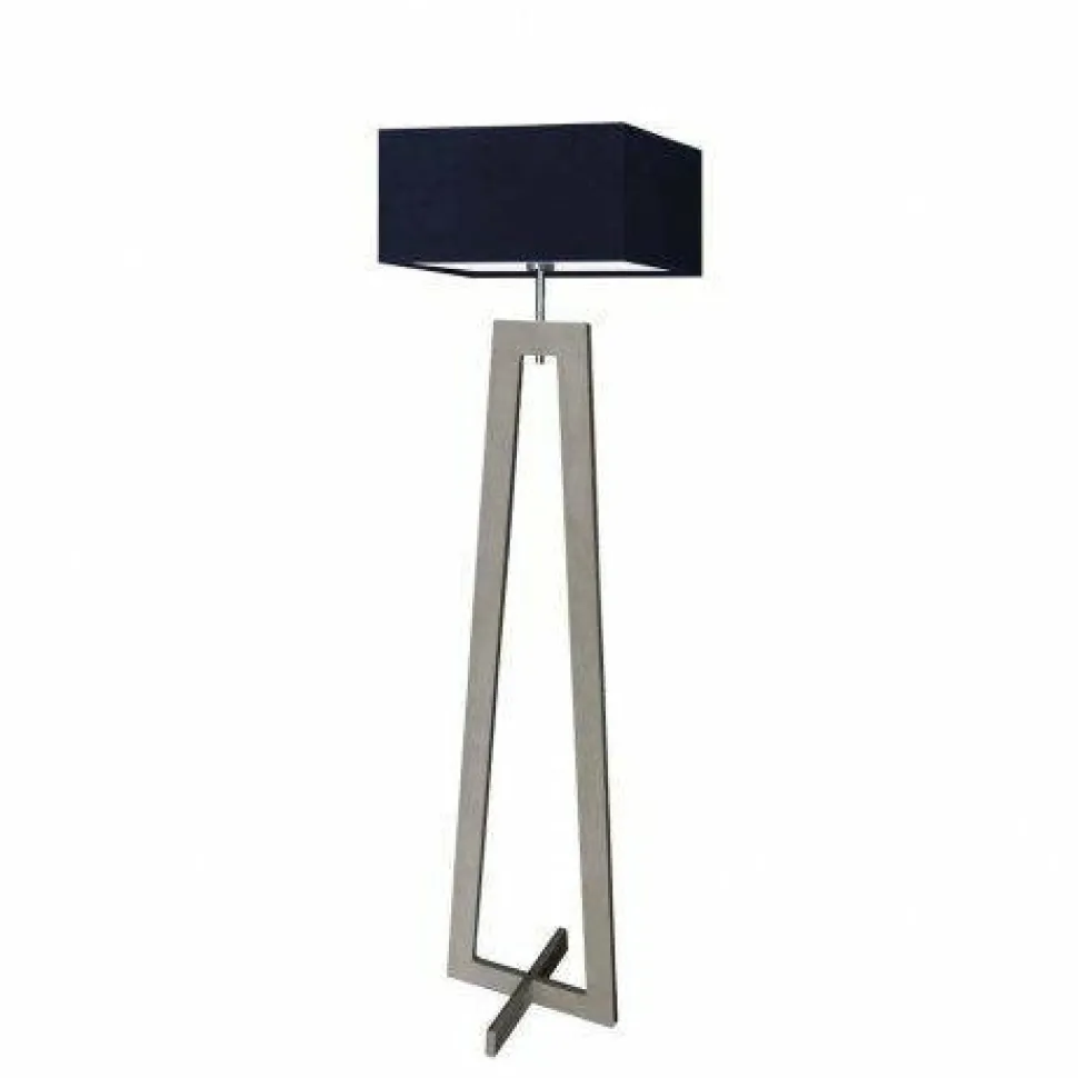 Lampa podłogowa JAWA abażur granatowy stelaż popielaty