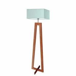 Lampa podłogowa JAWA abażur miętowy stelaż mahoniowy
