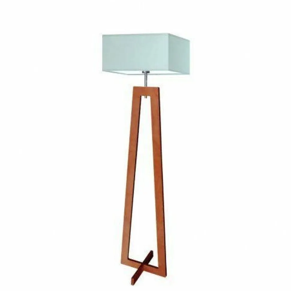Lampa podłogowa JAWA abażur miętowy stelaż mahoniowy