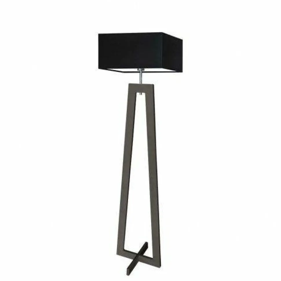 Lampa podłogowa JAWA abażur czarny stelaż hebanowy