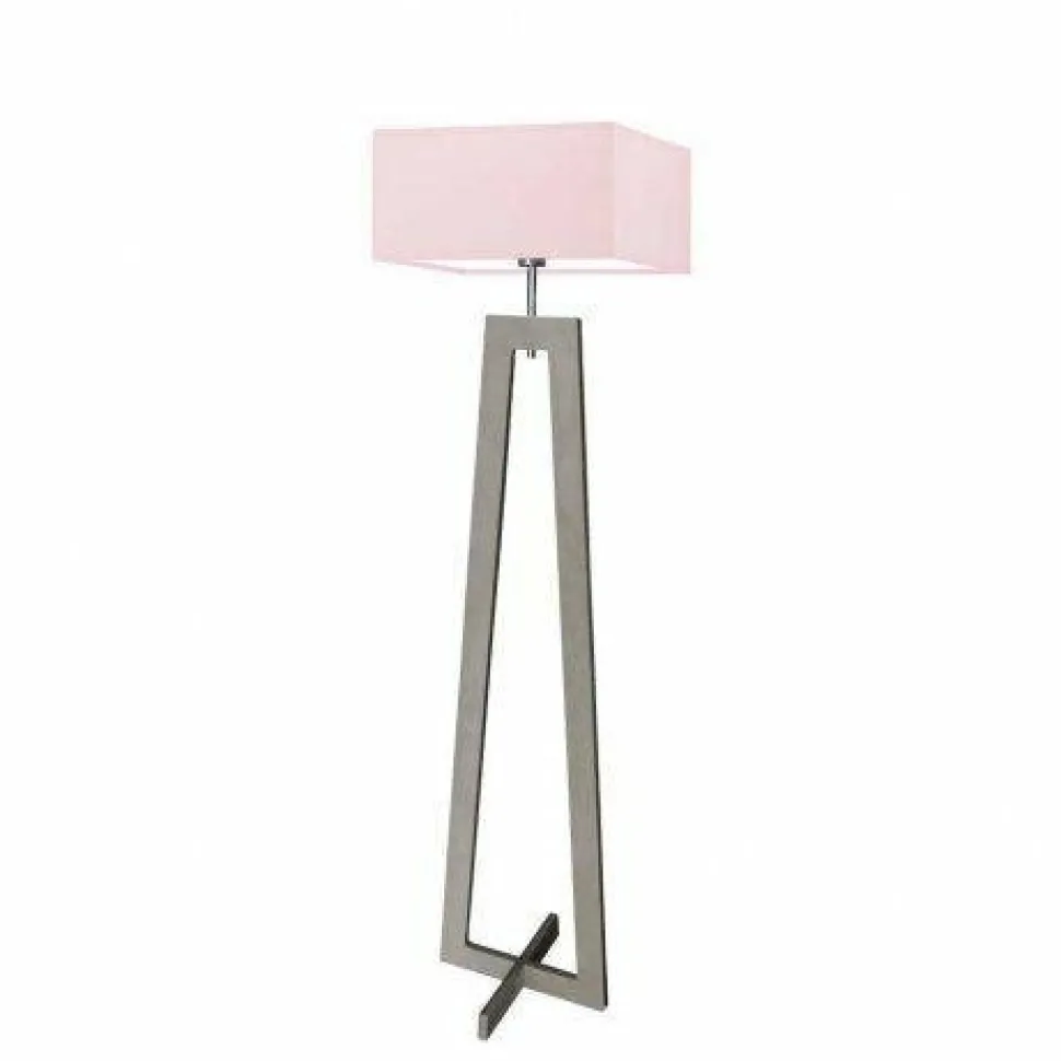 Lampa podłogowa JAWA abażur jasny różowy stelaż popielaty