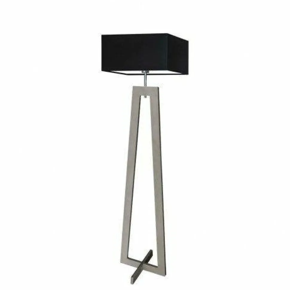 Lampa podłogowa JAWA abażur czarny stelaż popielaty