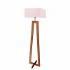 Lampa podłogowa JAWA abażur jasny różowy stelaż mahoniowy