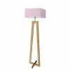 Lampa podłogowa JAWA abażur jasny fiolet stelaż dębowy