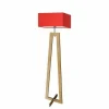 Lampa podłogowa JAWA abażur czerwony stelaż dębowy
