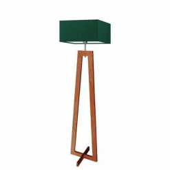Lampa podłogowa JAWA abażur zieleń butelkowa stelaż mahoniowy