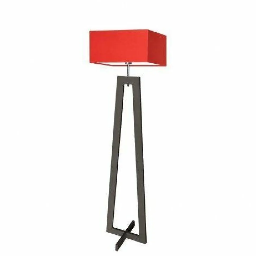 Lampa podłogowa JAWA abażur czerwony stelaż hebanowy
