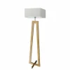 Lampa podłogowa JAWA abażur jasny szary stelaż dębowy