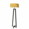 Lampa podłogowa JAWA abażur musztardowy stelaż hebanowy