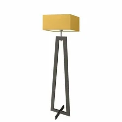 Lampa podłogowa JAWA abażur musztardowy stelaż hebanowy