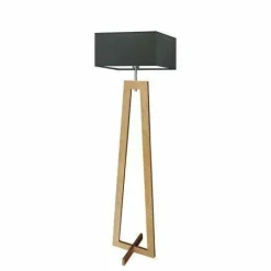 Lampa podłogowa JAWA abażur grafitowy stelaż dębowy